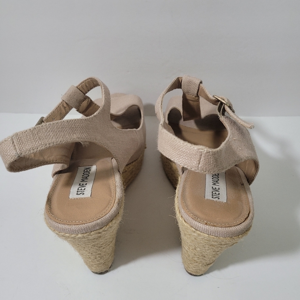 Steve Madden Kendraaa Oatmeal Wedge Espadrille Sandals Size 10 M - Picture 4 of 10